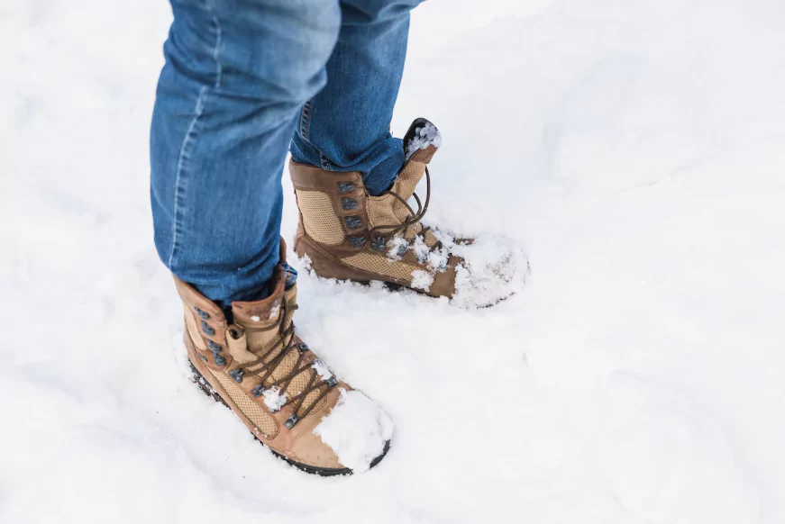 person-boots-standing-snow